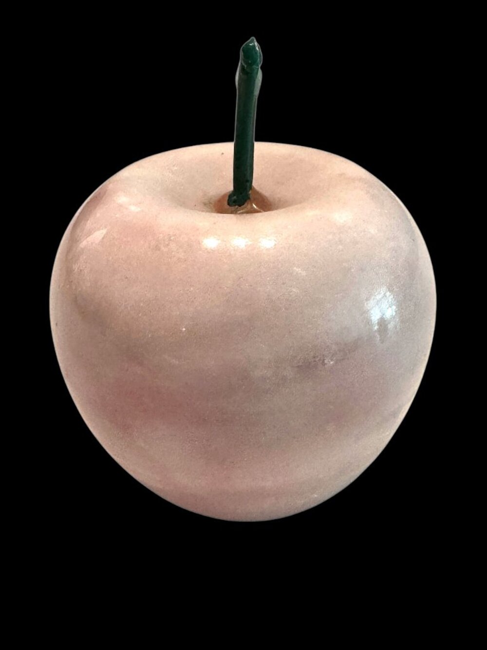 Vintage Stone Granite Marble Carved Pink Apple Paperweight